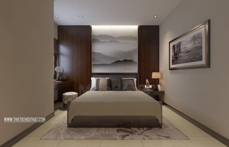 Thiết kế phòng ngủ chung cư nhẹ nhàng thanh tao với những gam màu sắc đơn giản mang lại cho gia chủ một không gian dễ chịu mà đầy đủ công năng sử dụng. Mẫu nội thất chung cư đẹp