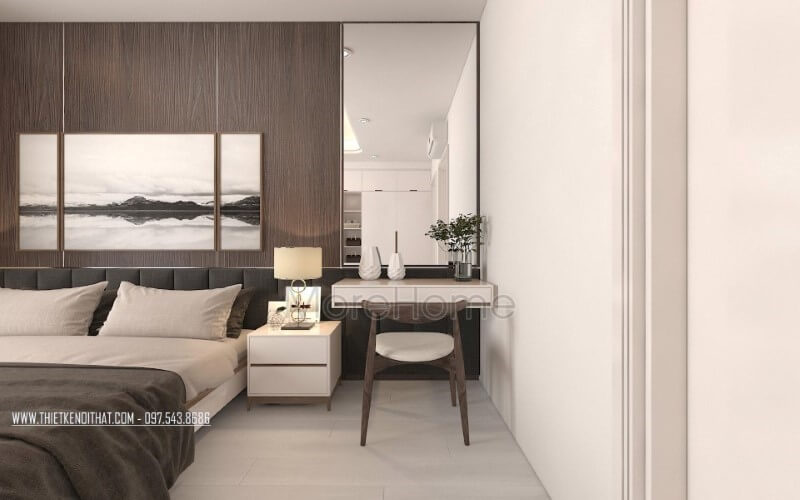 Trang trí phòng ngủ hiện đại, đẹp với gương trang trí, tranh treo tường canvas, đèn bàn cao cấp. Thiết kế phòng ngủ biệt thự