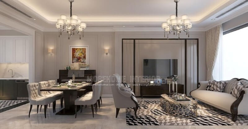 Mẫu trang trí nội thất biệt thự vườn phong cách tân cổ điển đầy mới lạ mà không kém phần trẻ trung, hiện đại Mẫu nội thất biệt thự tân cổ điển