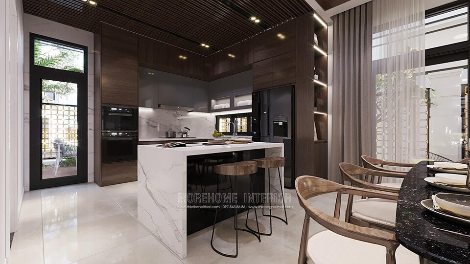 Mẫu thiết kế phòng bếp biệt thự cao cấp theo phong cách hiện đại Thiết kế phòng bếp đẹp