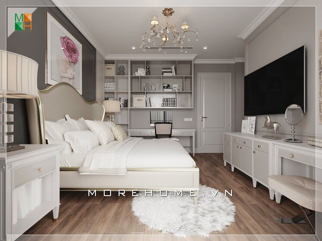 Thiết kế nội thất phòng ngủ tân cổ điển đẹp, sang trọng cho chung cư, nhà phố. Mẫu nội thất biệt thự tân cổ điển, hiện đại đẹp