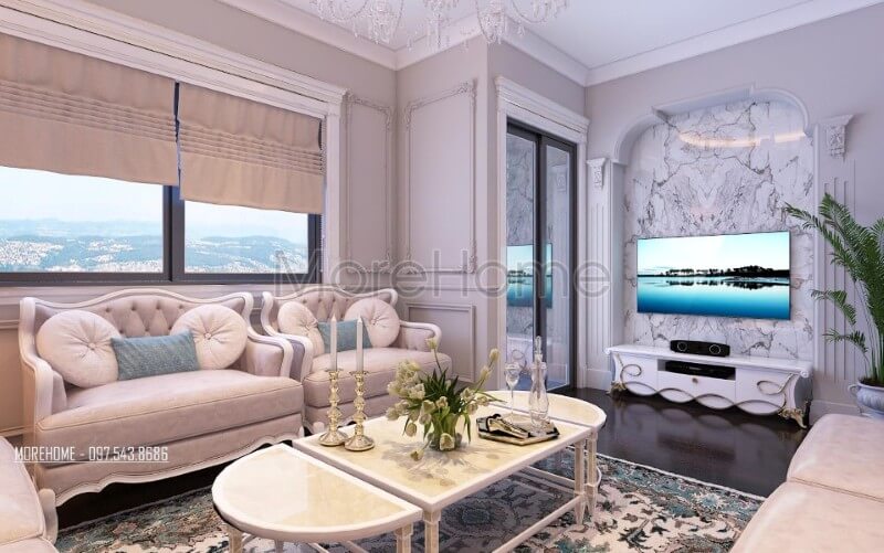 Mang thêm luồng gió mới vào trong các mẫu thiết kế nội thất, kiến trúc sư Morehome đã mang lại cho gia chủ tại chung cư Ruby Tower một không gian nội thất phòng khách độc đáo, mới lạ nhưng không kém phần tiện nghi và sang trọng. Thiết kế phòng khách chung cư