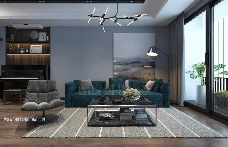 Nội thất hiện đại mang đến diện mạo vô cùng đẹp mắt cho phòng khách căn chung cư Thiết kế phòng khách chung cư