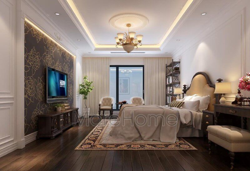 Trang trí nội thất phòng ngủ chung cư gỗ tự nhiên