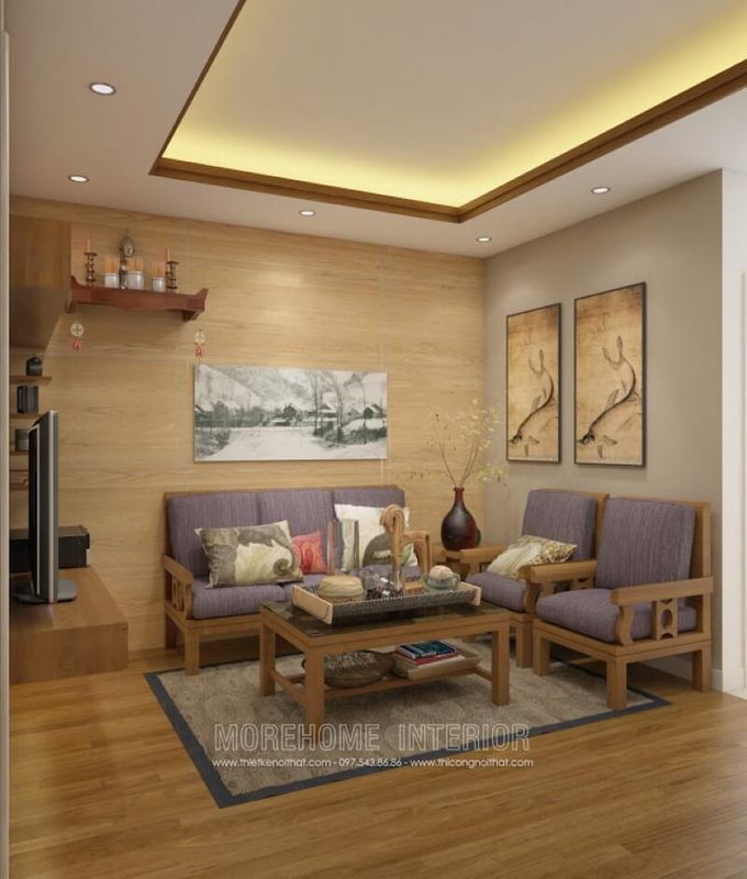 Với thiết kế đơn giản nhưng tinh tế, mẫu bàn trà mang đến dự trang nhã cho phòng khách chung cư