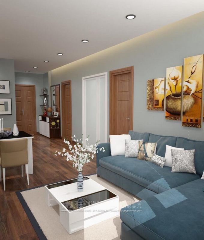 Với phong cách hiện đại cùng lối thiết kế lạ mắt tạo nên sức hút cho phòng khách khu chung cư