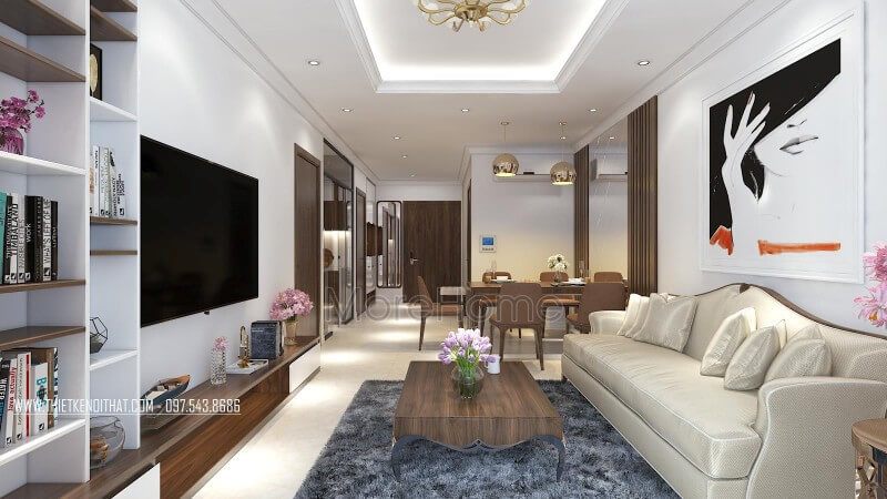 Thiết kế nội thất phòng khách chung cư với phong cách hiện đại trang nhã