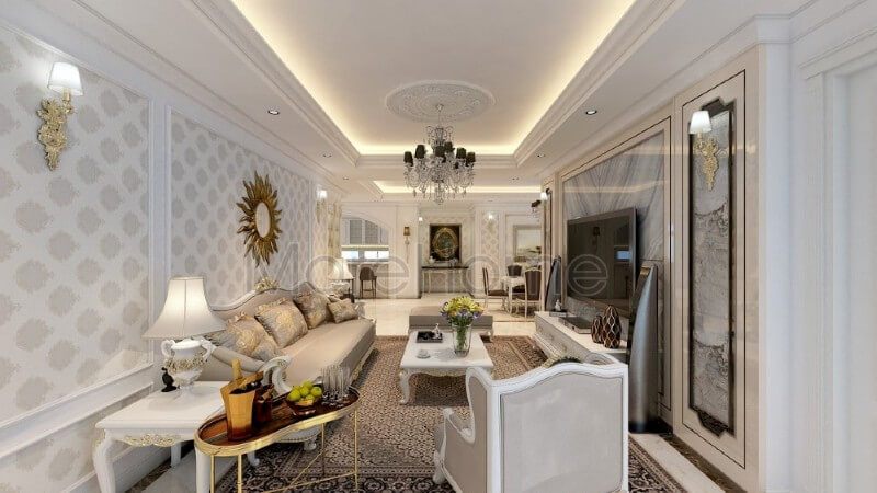 Giấy dán tường tân cổ điển được coi là sự lựa chọn thú vị hơn cho không gian tiếp khách độc đáo