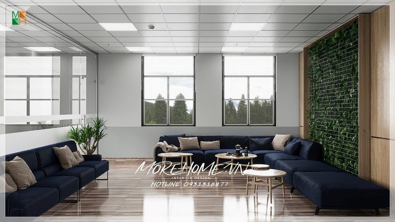 Với phong cách thiết kế hiên đại, sofa sẫm màu góp phần làm nổi bật và tạo sự thân thiện mỗi khi bước vào giờ làm việc.