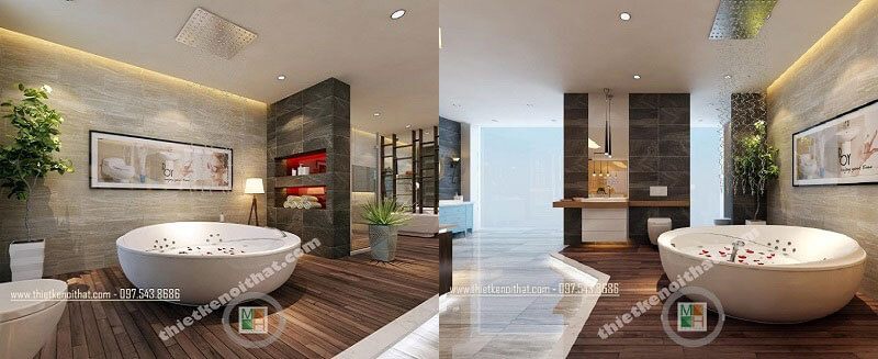 Khu vực trưng bày các mô hình phòng tắm sang trọng với thiết bị vệ sinh cao cấp được thiết kế bởi KTS MoreHome.
