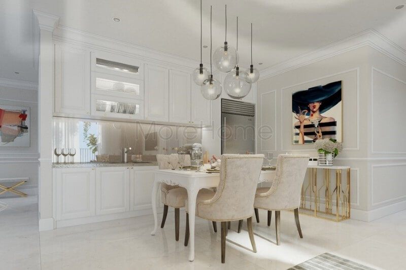 Gia chủ thường chọn đá ốp bếp nhân tạo để trang trí.